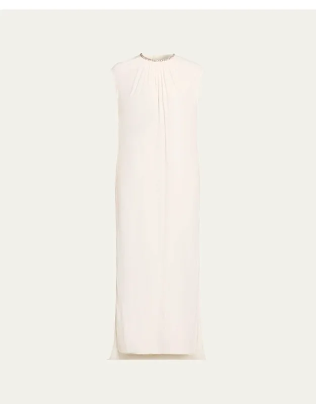 Embroidered Charmeuse Dress