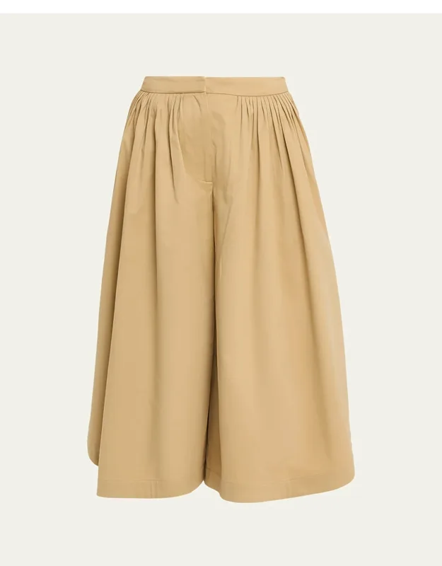 Pleated Wide-leg Crop Tulip Pants