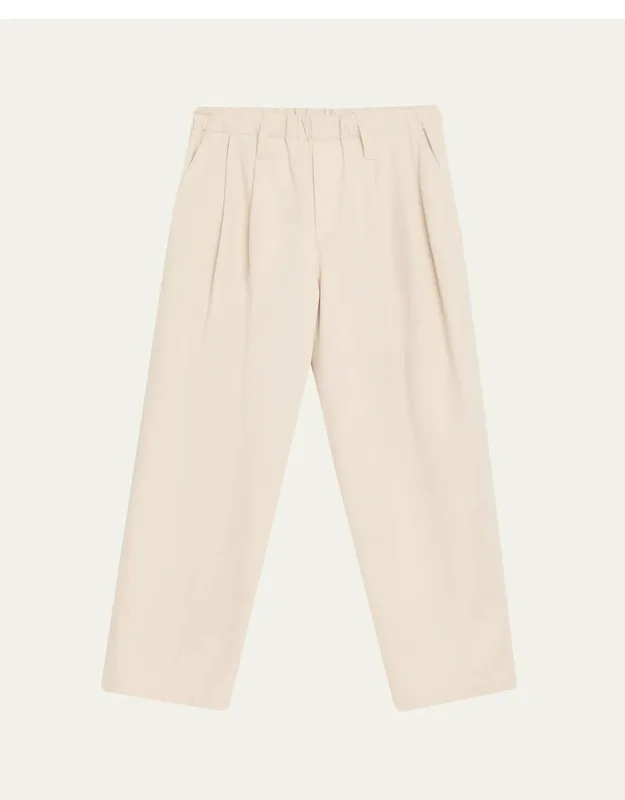 Pleated Twill Wide-leg Pull-on Pants