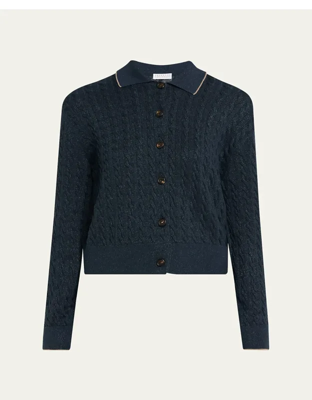 Shimmering Cable Knit Cardigan