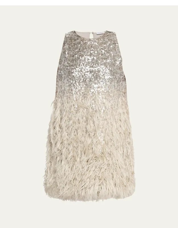 Degrade Feather Sequined Fil Coupe Mini Dress
