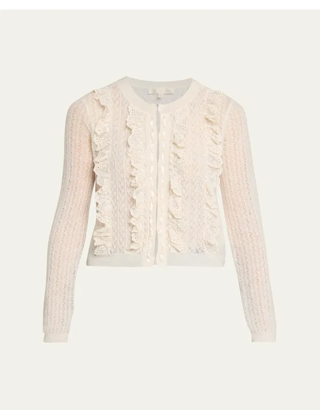 Eyelet Ruffle Cardigan