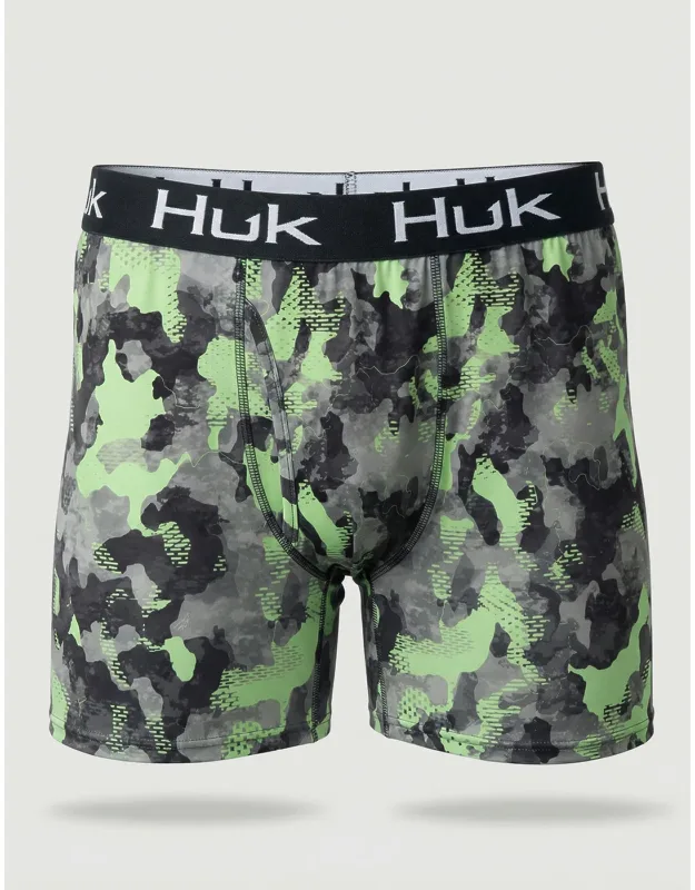 Huk Printed Boxer - Patina Refraction Camo, Superior Breathability, Moisture Transport