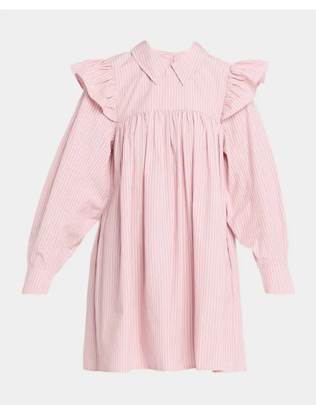 Oxford Stripe Long-sleeve Mini Dress
