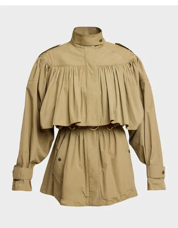 Gathered Ruffle Short Trench Coat