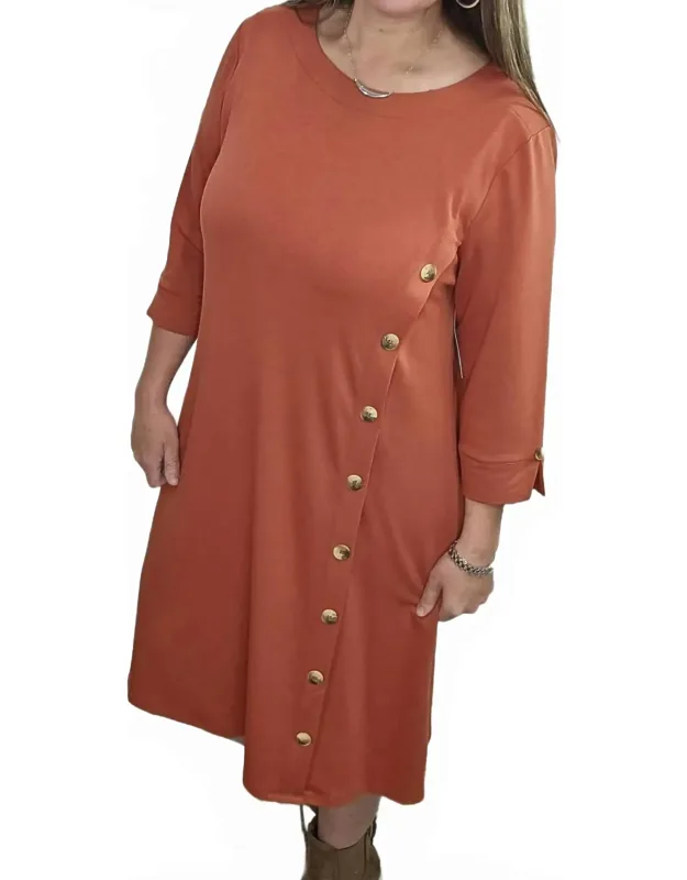 Button Front Knit Midi Dress
