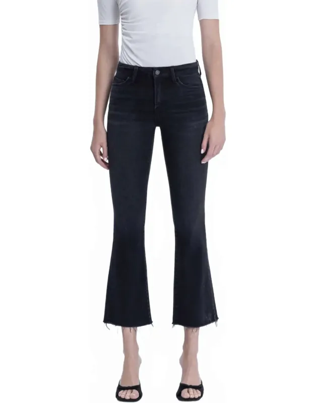 High Rise Raw Hem Ankle Bootcut Jeans