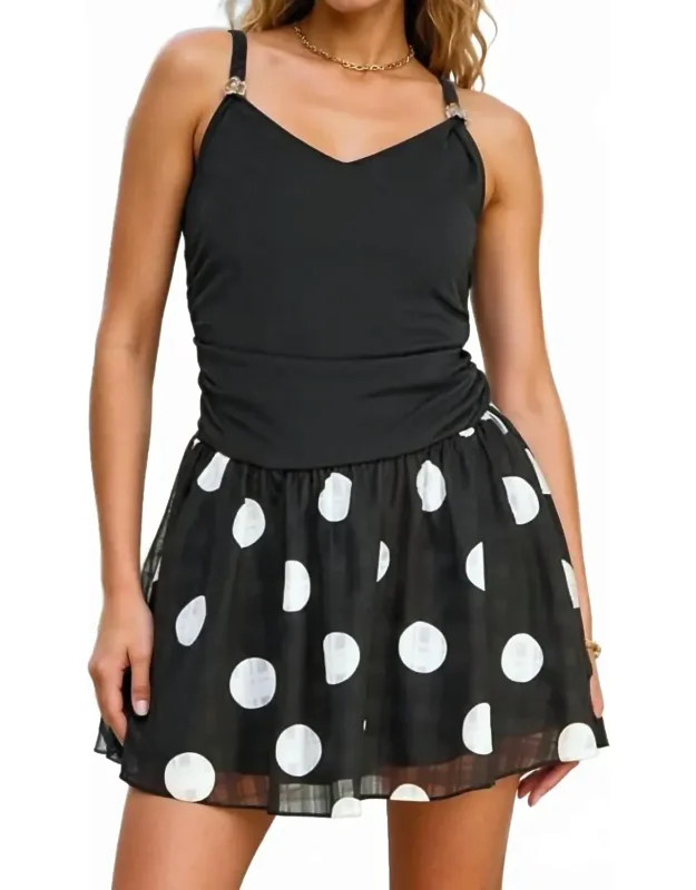 Braided Strap Polka Dot Mini Dress