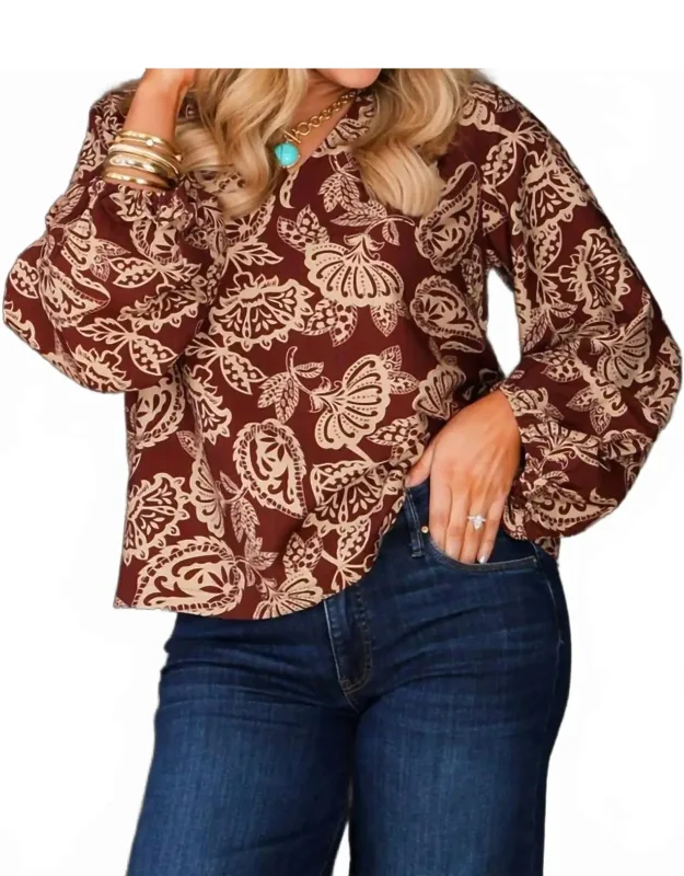 Floral V-neck Woven Top