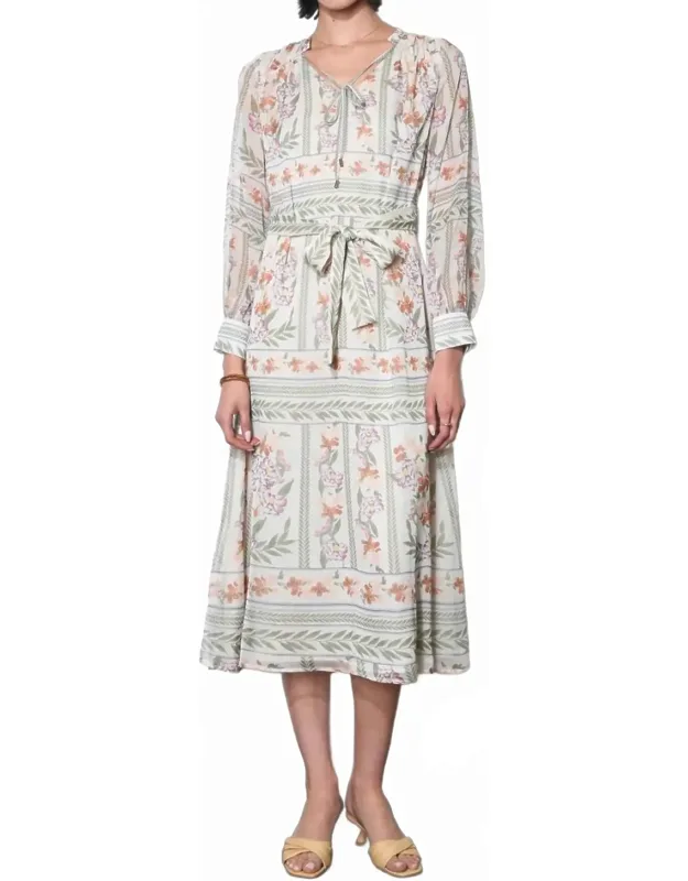 Flowy Scarf Print Midi Dress