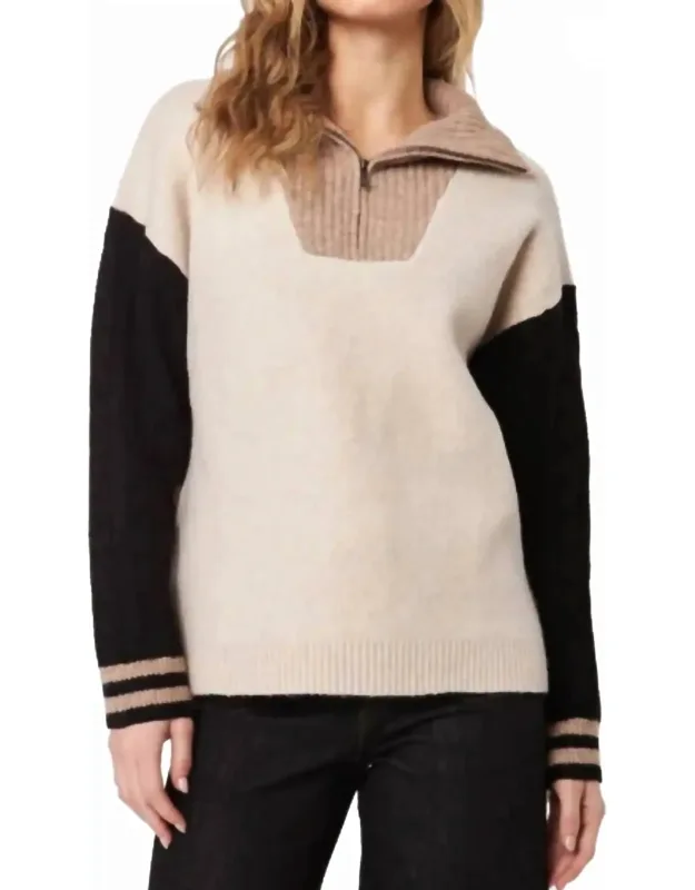Half-zip Color Block Sweater