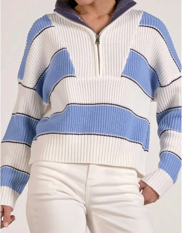Quarter Zip Colorblock Sweater Top