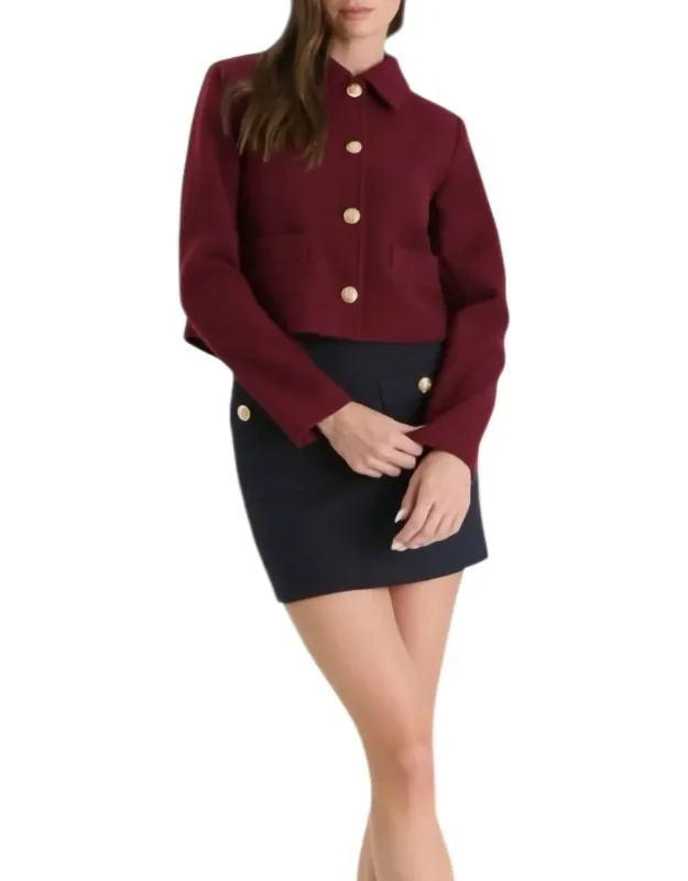 Button Down Solid Tweed Jacket