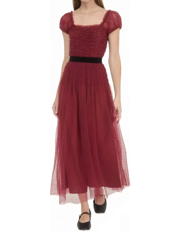 Tulle Dress With Velvet Belt