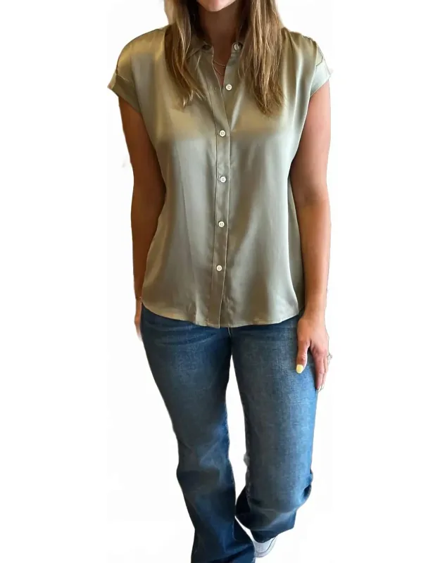 Palmer Dolman Sleeve Button-down Mermaid Top