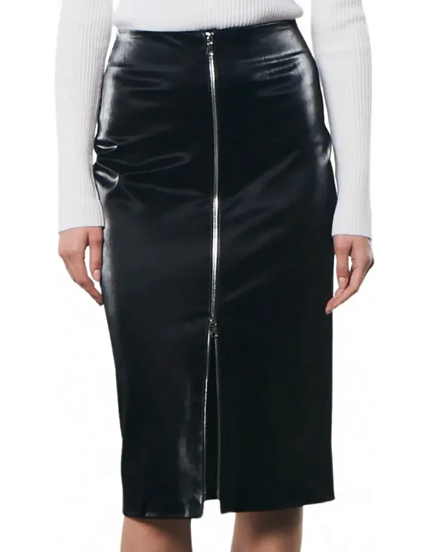 Satin Finish Leather Skirt