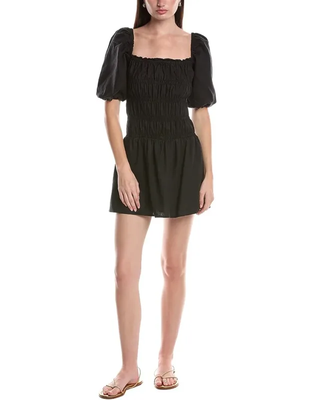 Air Smocked Linen-blend Mini Dress