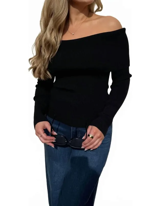 Ribbed Off Shoulder Sweater