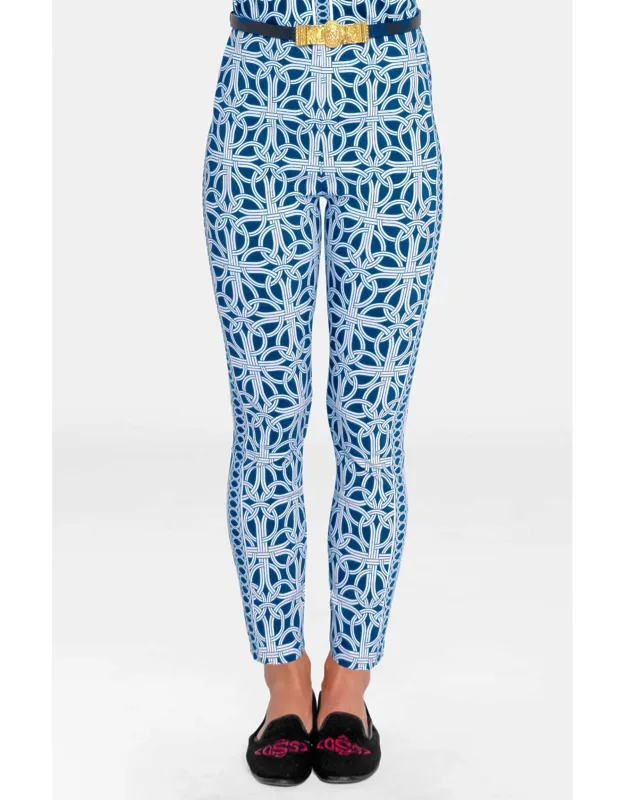 Gripeless Pull On Pants In Toss Navy With Elasticized Waist And Ankle Slits