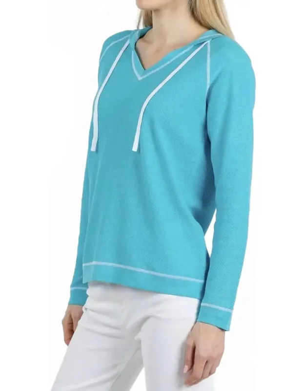 Waffle Stitch V-neck Hoodie