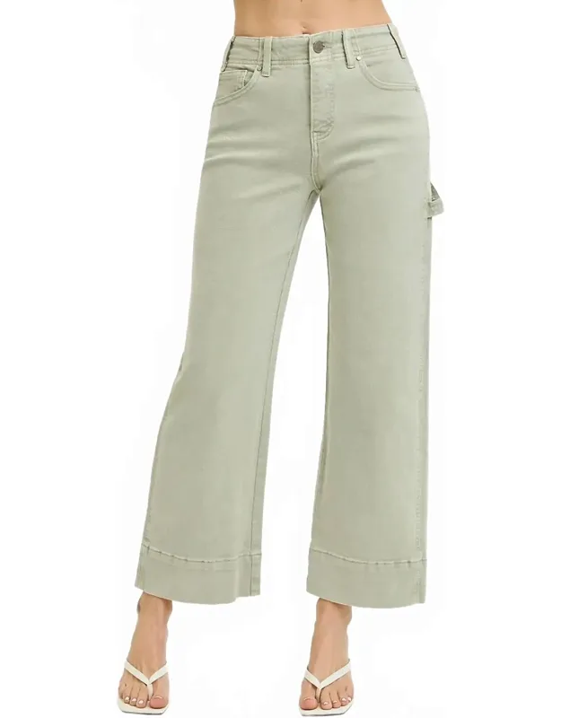 Tummy Control High Rise Crop Wide Jeans