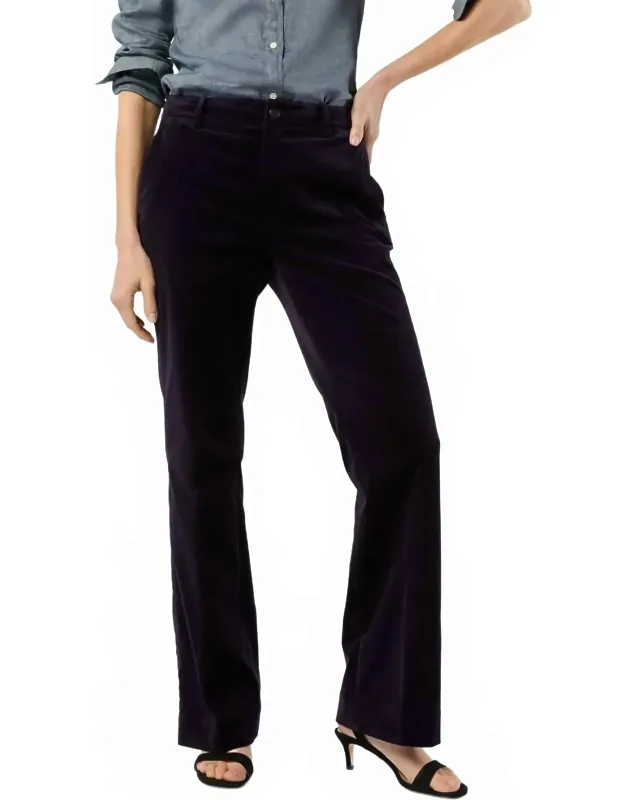 Lindy Straight Trousers In Stretch Velveteen