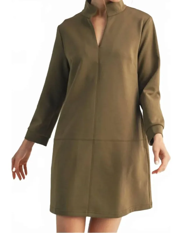 Collared Long Sleeve Shift Dress