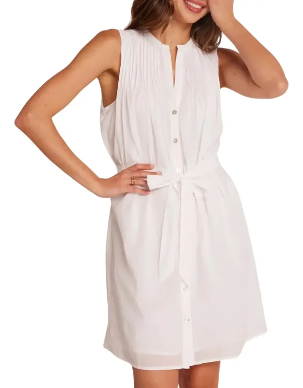 Sleeveless Pintuck Shirt Dress