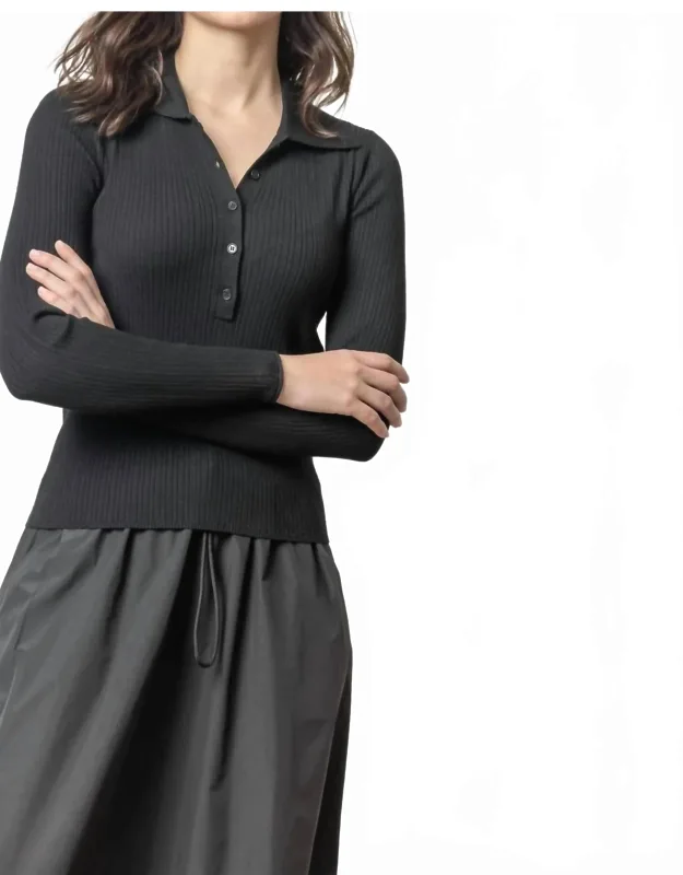 Polo Collar Henley Sweater