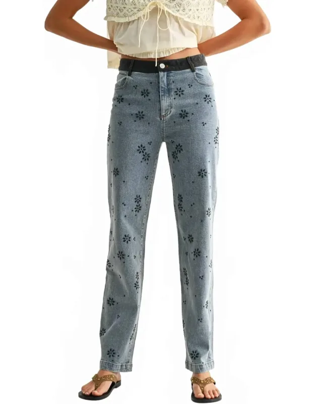 Floral Embellished Straight-leg Jeans