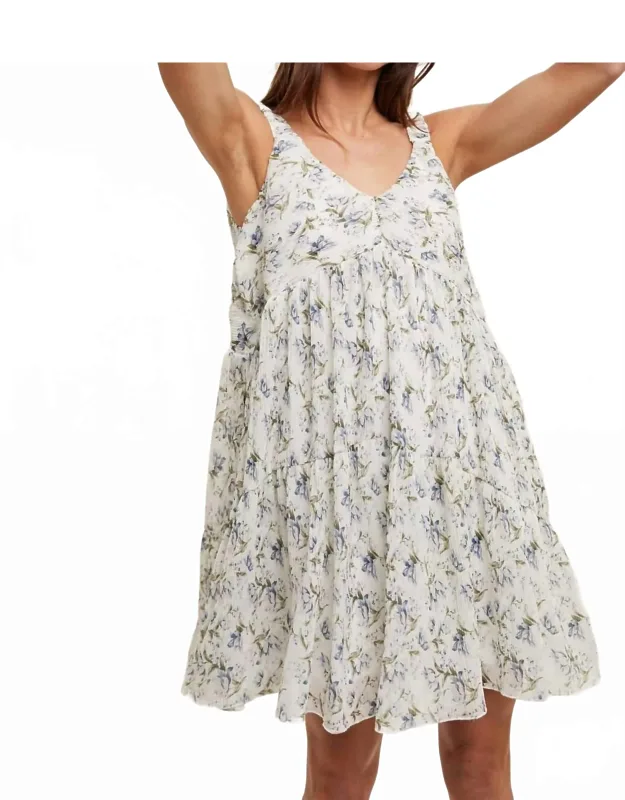 Pleated Floral Mini Dress