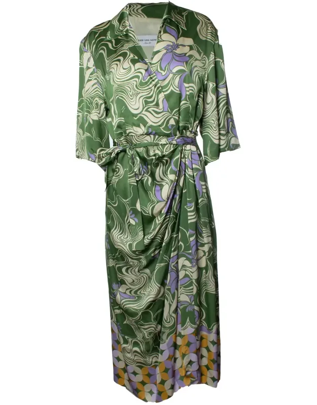 Multi Green Dakola Wrap Dress