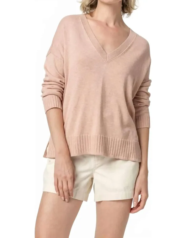 Easy Back Seam V-neck Sweater