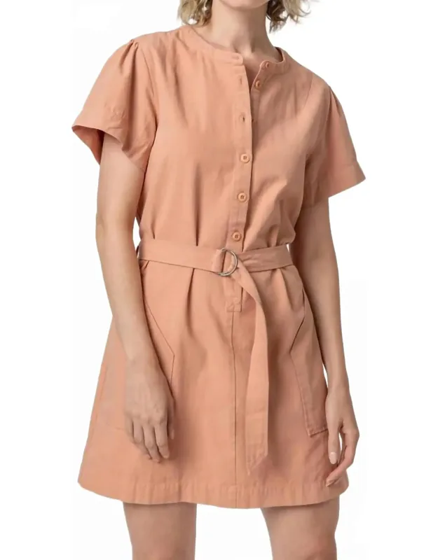 Half Placket Canvas Dress