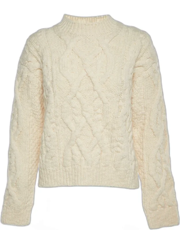 Cream Wool Cable Knit Sweater