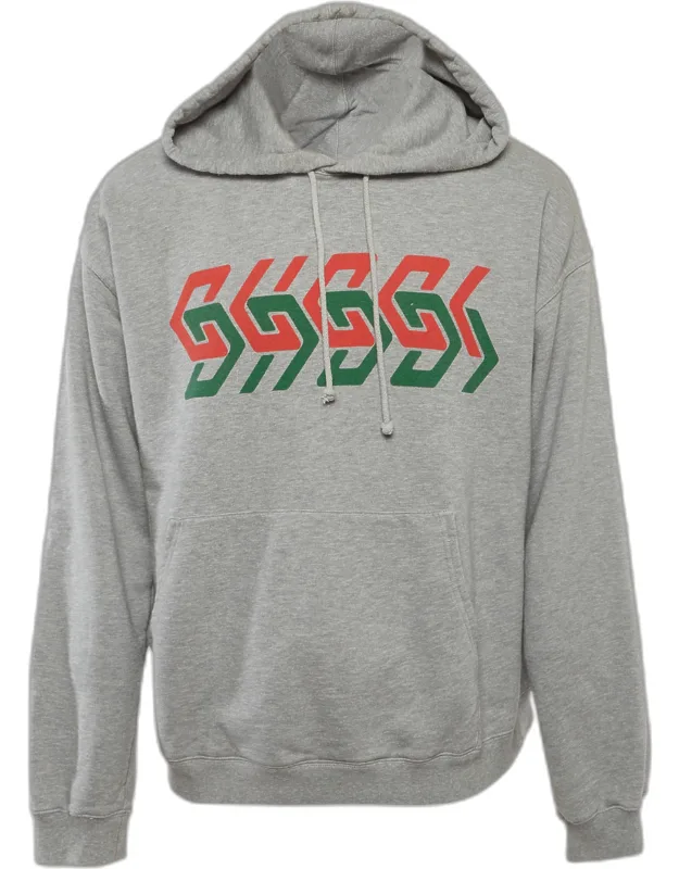 Logo Print Cotton Knit Hoodie