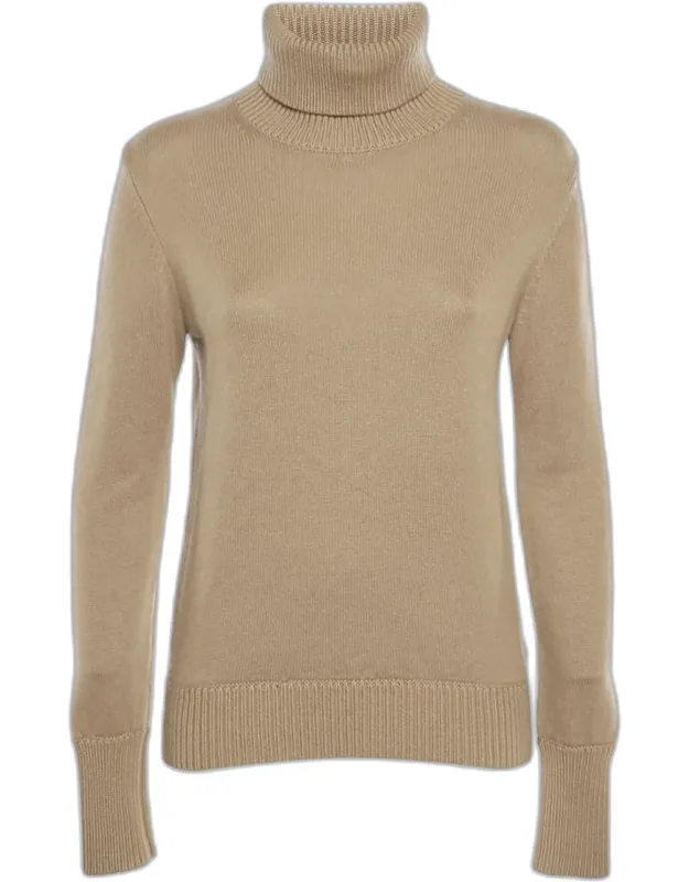 Wool Knit Logo Embroidered Turtle Neck Sweater