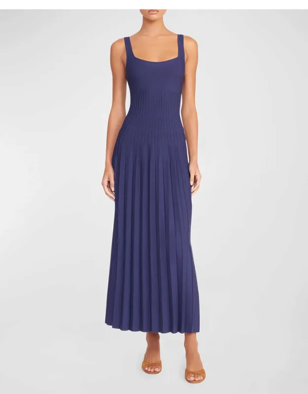 Sunburst Pleated Sleeveless Midi Dress