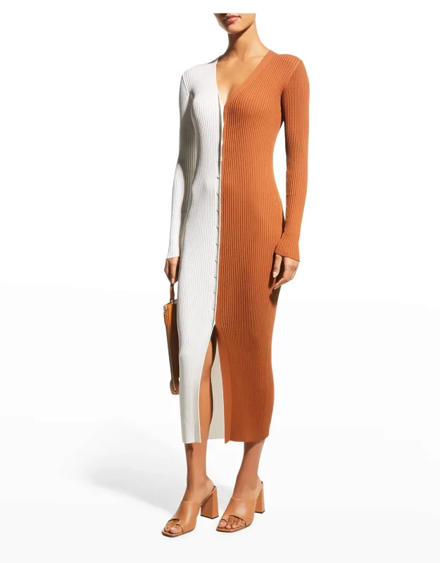Ribbed Colorblock Sweater Dress