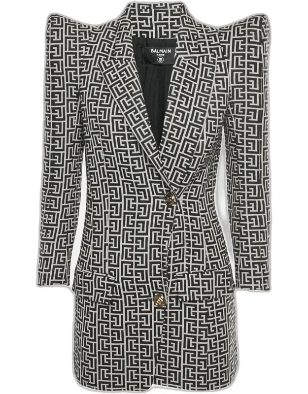Monogram Wool Peak Shoulder Blazer