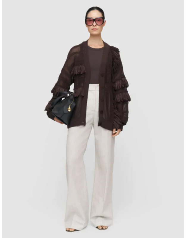 Musa Cotton Raffia Fringe Cardigan