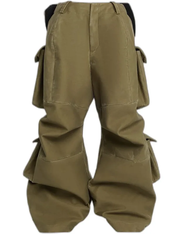 Bow Back Wide-leg Cargo Pants