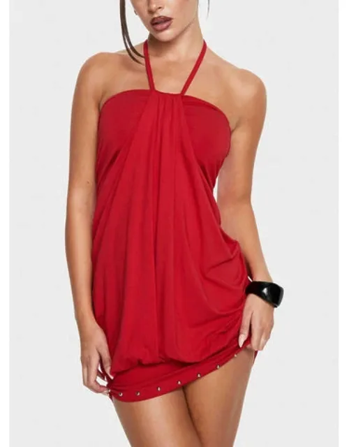 Gathered Halter Mini Dress