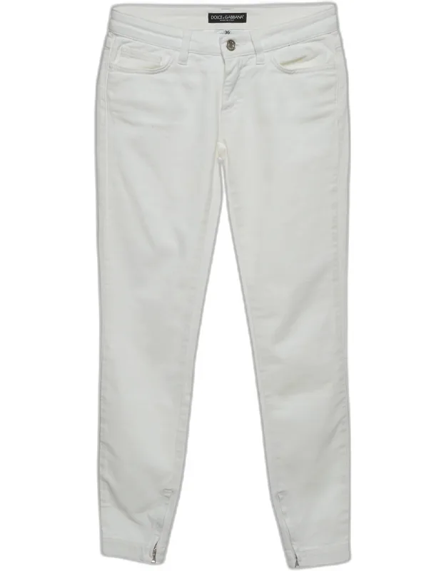 White Denim Side Zipper Skinny Jeans