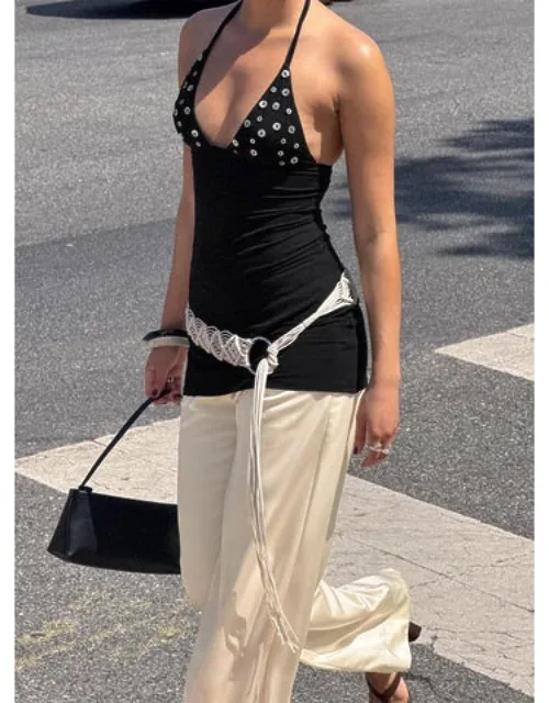 Halter Button Mini Dress