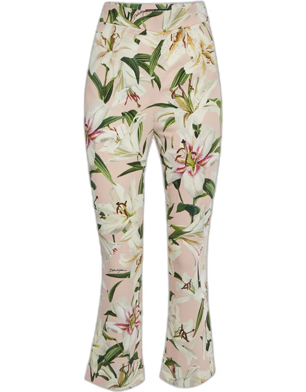 Lily Print Stretch Crepe Straight Fit Trousers
