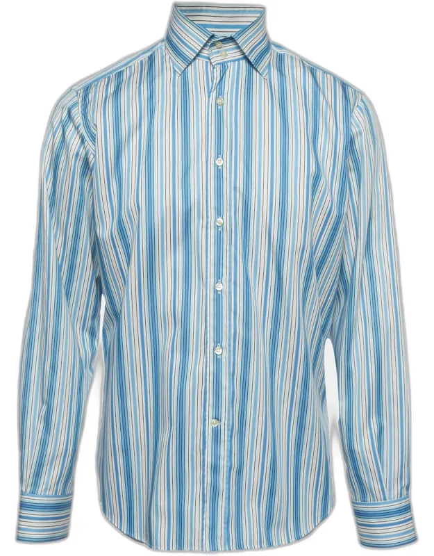 Striped Cotton Poplin Button Up Shirt