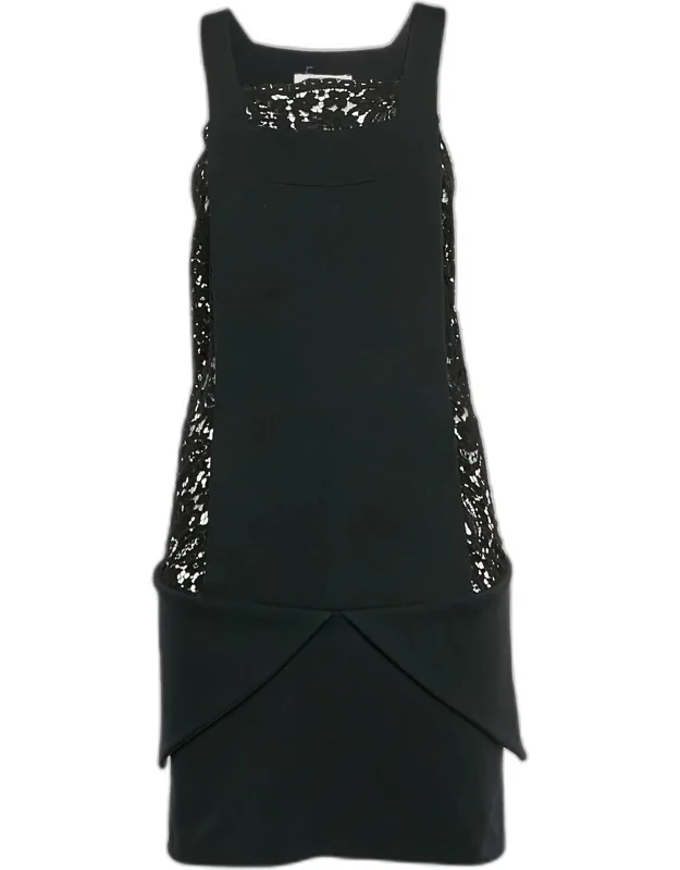 Wool Blend Guipure Lace Sleeveless Mini Dress