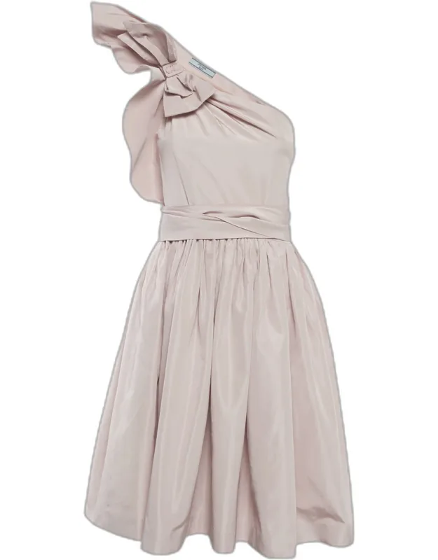 Silk Blend One Shoulder Mini Dress