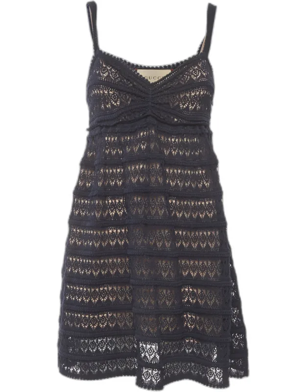 Silk Open Knit Mini Dress
